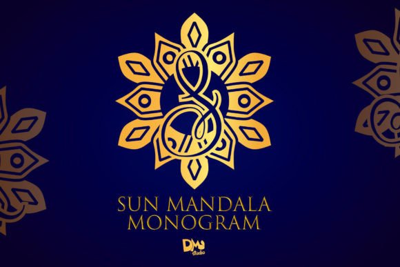 Sun Mandala Monogram Font for Web Design